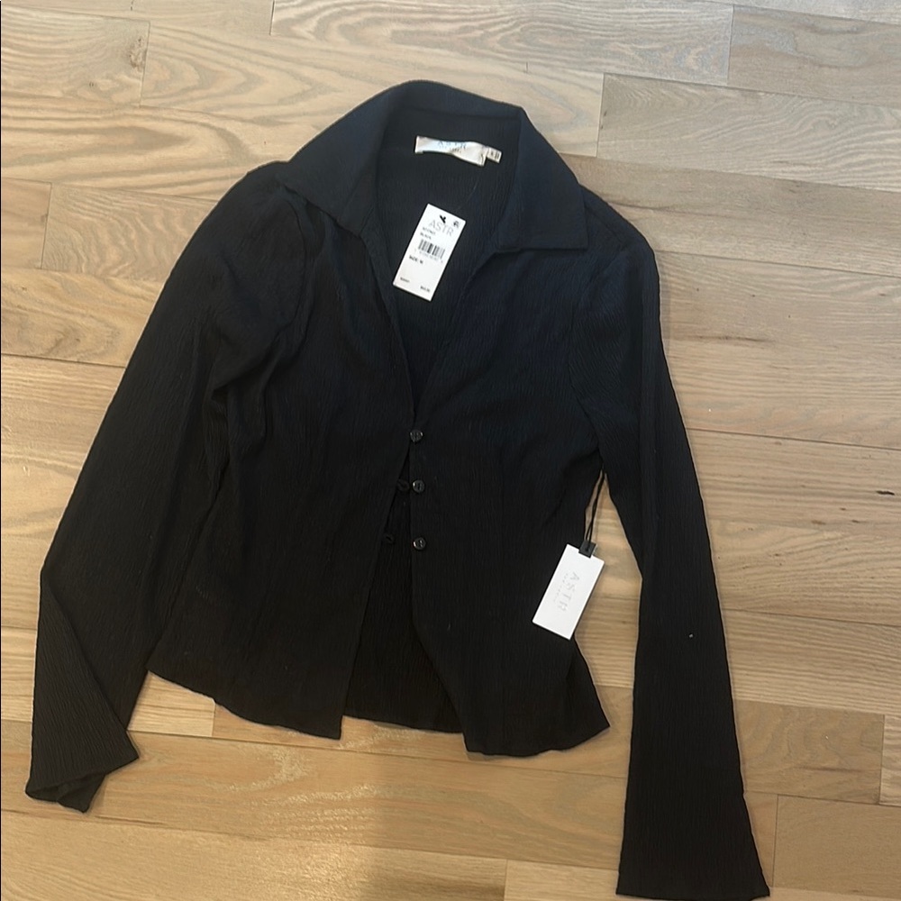 Women's Black Button Up